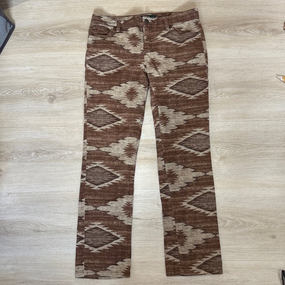 RALPH LAUREN size 4pBrown Aztec Southwestern Straight Denim Jeans